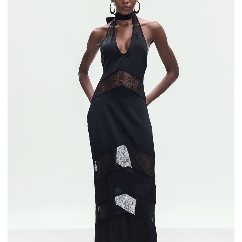Elegant Black Halter Dress INNOVARE DENIM